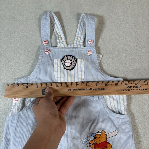 VTG Winnie The Pooh Little Slugger Baseball Overalls 6-9 Months Embroidered - Picture 8 of 9